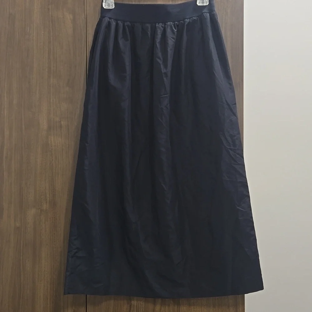 COS-Elastic Waist & Pockets Midi 100% Polyester Navy Skirt-Size 2